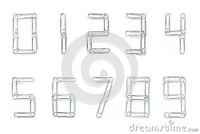 Paperclip Number Set on white background Stock Photo