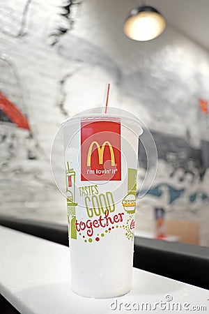 A papercup of McDonalds restaurant Editorial Stock Photo