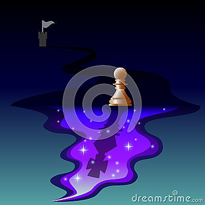 Papercut design, chess pawn`s a dream, traveling and ideal, vector illustrator Vector Illustration