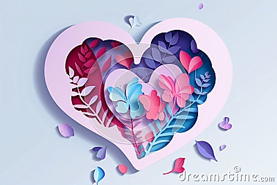 papercut style of happy valentine day heart shape Stock Photo