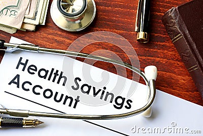 Papers with Health Savings Account HSA Stock Photo