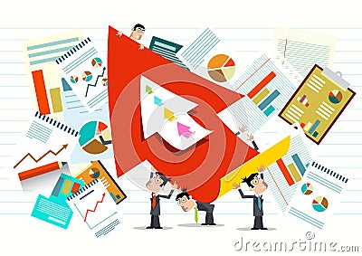 Paperwork design with people, papers and arrow Vector Illustration