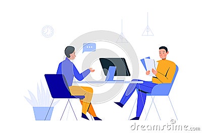Paperwork Discussion Office Composition Vector Illustration