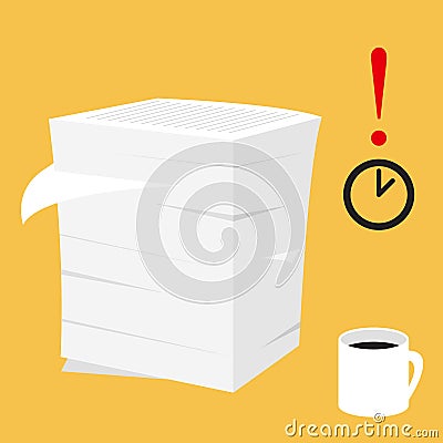 Paperwork illustration. Stack of paper documents Vector Illustration