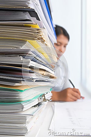 Paperwork and worker Stock Photo