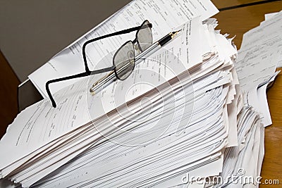 Paperwork-working late concept Stock Photo