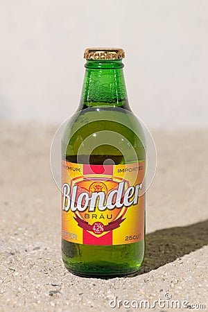 Bottle of Blonder Brau beer Editorial Stock Photo