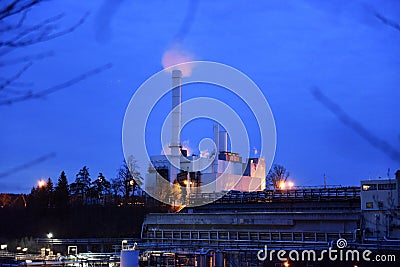 Heinzel paper mill in Laakirchen at night Stock Photo