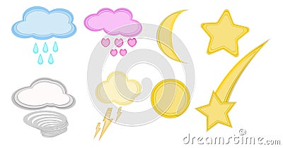 PapreCut set of weather and star Stock Photo