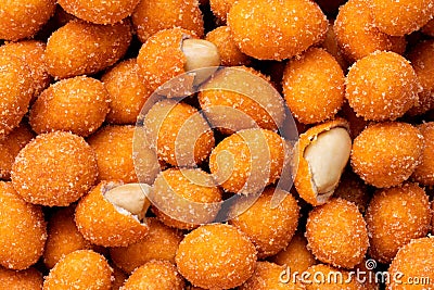 Paprika coated peanuts Stock Photo