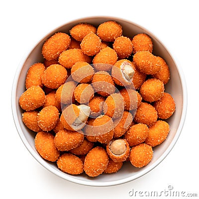 Paprika coated peanuts Stock Photo