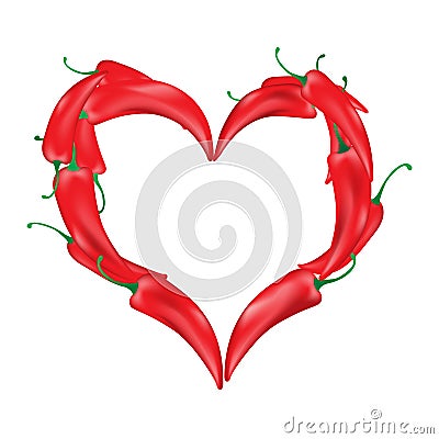 Paprika in the form of heart. Vector Illustration