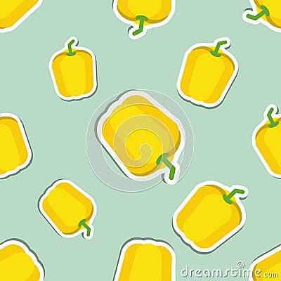 Paprika pattern. Seamless texture with ripe sweet pepper Vector Illustration