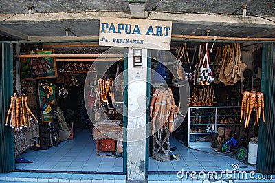 Papua art gift shop Jayapura Editorial Stock Photo