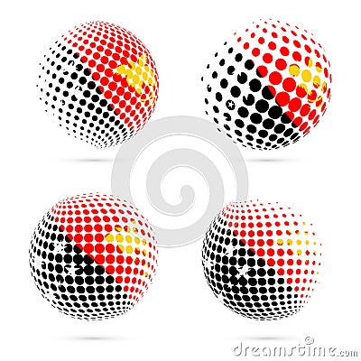 Papua New Guinea halftone flag set patriotic. Vector Illustration