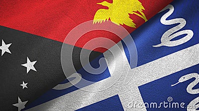 Papua New Guinea and Martinique snake two flags textile cloth, fabric texture Stock Photo