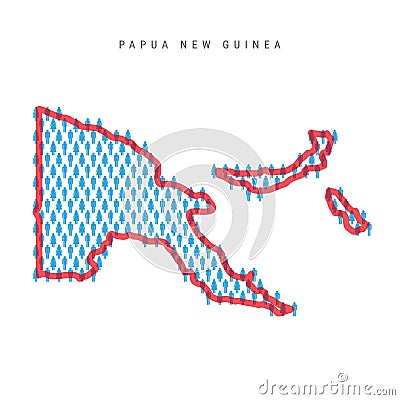 Papua New Guinea population map. Stick figures Papuan people map. Pattern of men and women. Flat vector illustration Vector Illustration