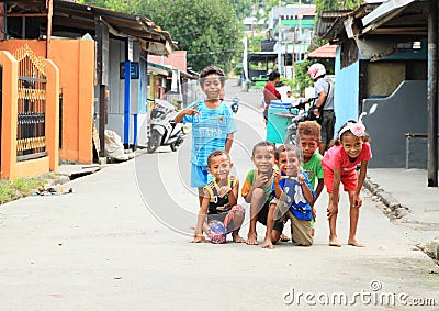 Papuan kids in Manokwari Editorial Stock Photo