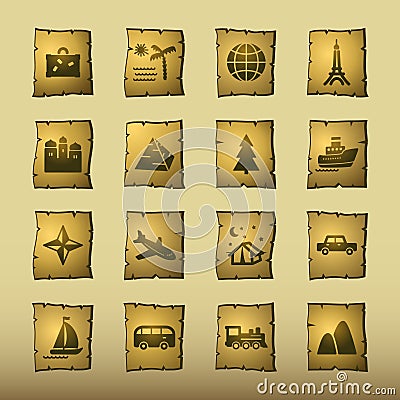 Papyrus travel icons Vector Illustration