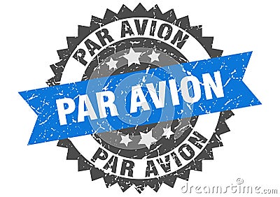 Par avion stamp. par avion grunge round sign. Vector Illustration