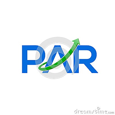 PAR with up green arrow brand name icon Vector Illustration