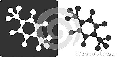 Para-xylene molecule, flat icon style. Carbon and hydrogen atoms shown as circles. Vector Illustration