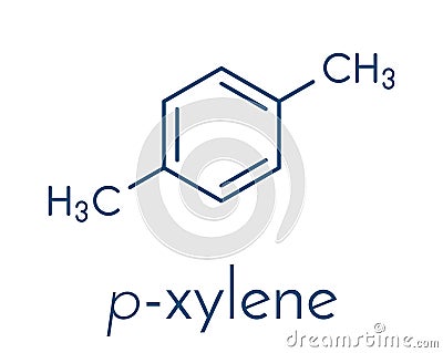 Para-xylene p-xylene aromatic hydrocarbon molecule. Skeletal formula. Vector Illustration