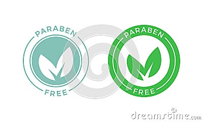 Paraben free green leaf vector label Vector Illustration