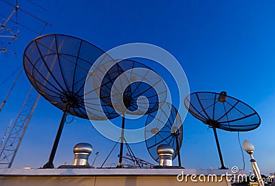 Parabolic satellite antennas Stock Photo