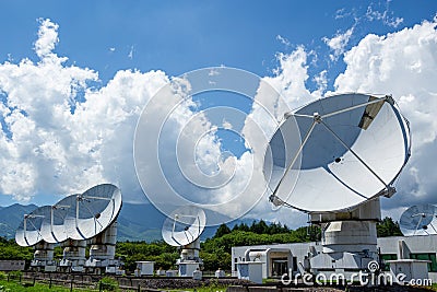 Parabona antenna for receiving radio waves in space at Nobeyama, Nagano Prefecture, Japan. Stock Photo