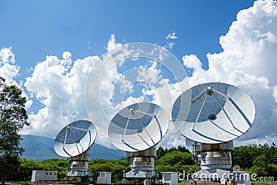 Parabona antenna for receiving radio waves in space at Nobeyama, Nagano Prefecture, Japan. Stock Photo