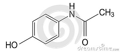 Paracetamol molecule structure, chemical formula on white background Vector Illustration