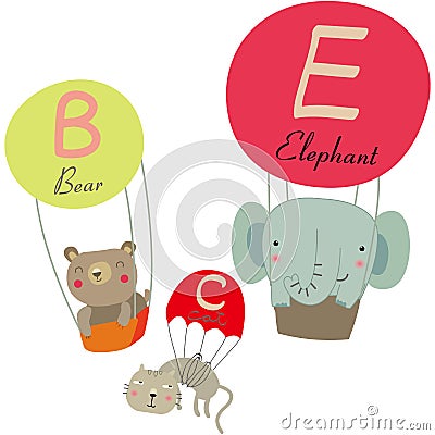 Parachute and animals Vector Illustration