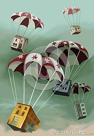 Parachute Cartoon Illustration