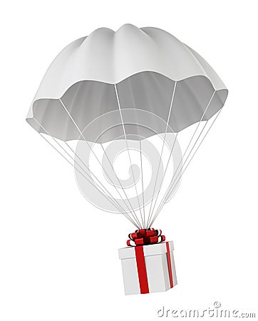 Parachute with a gift box Cartoon Illustration