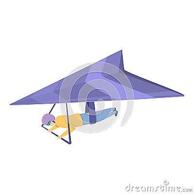 Parachute hang glider icon, cartoon style Vector Illustration