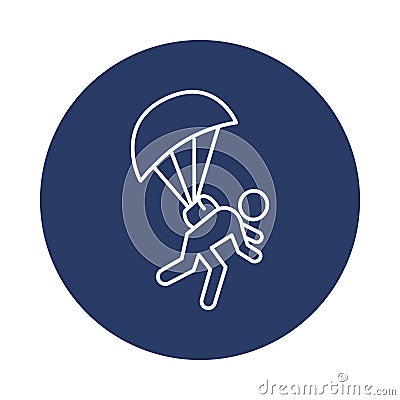 Parachute, Landing, skydiving, Paragliding, Man with parachute icon Vector Illustration