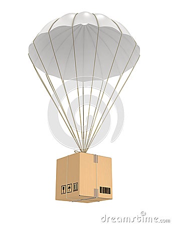 Parachute package flying Stock Photo