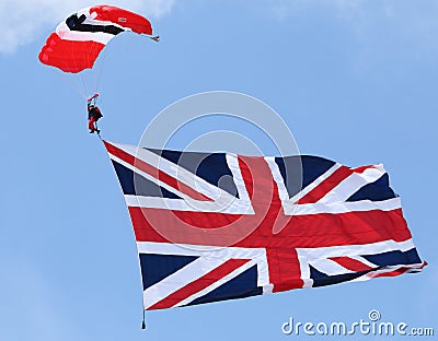 The Parachute Regiment's Red Devils parachute display team Editorial Stock Photo