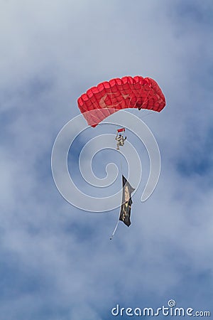 Parachute Team at Air Show of Turkish Air Force Editorial Stock Photo