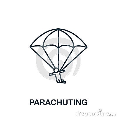 Parachuting icon from hobbies collection. Simple line element Parachuting symbol for templates, web design and infographics Stock Photo