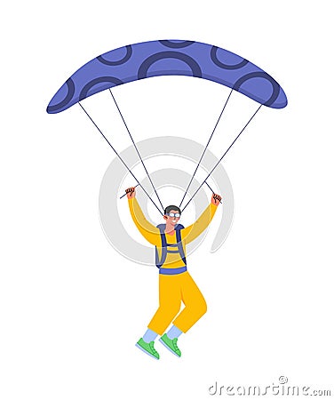 Parachutist with blue parachute vector concept Vector Illustration