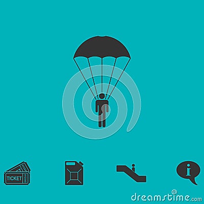 Parachutist icon flat Vector Illustration