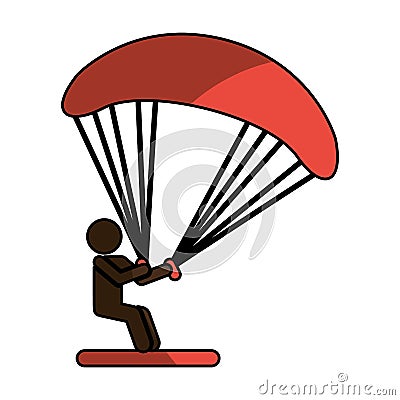 Parachutist silhouette flying icon Vector Illustration