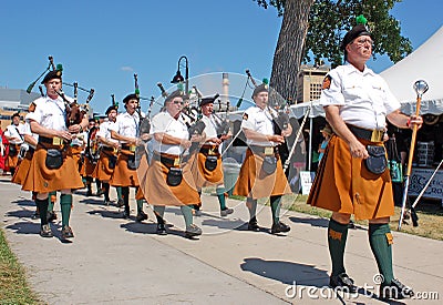 Parade of Bagpipers Editorial Stock Photo