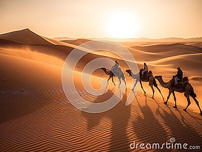 Parade of Camels: A Journey across the Arabian Desert Stock Photo