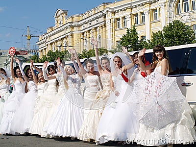 parade of fiancees in Kharkov Editorial Stock Photo