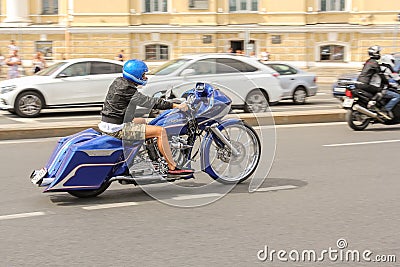 Racer on a unique bike. Editorial Stock Photo