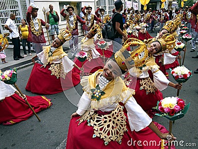 Parade participants in their colorful costumes during the Sumaka Festival in Antipolo City. Editorial Stock Photo