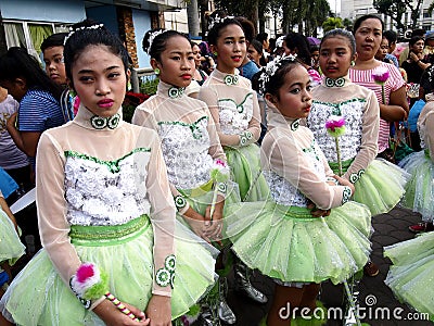 Parade participants in their colorful costumes during the Sumaka Festival in Antipolo City. Editorial Stock Photo